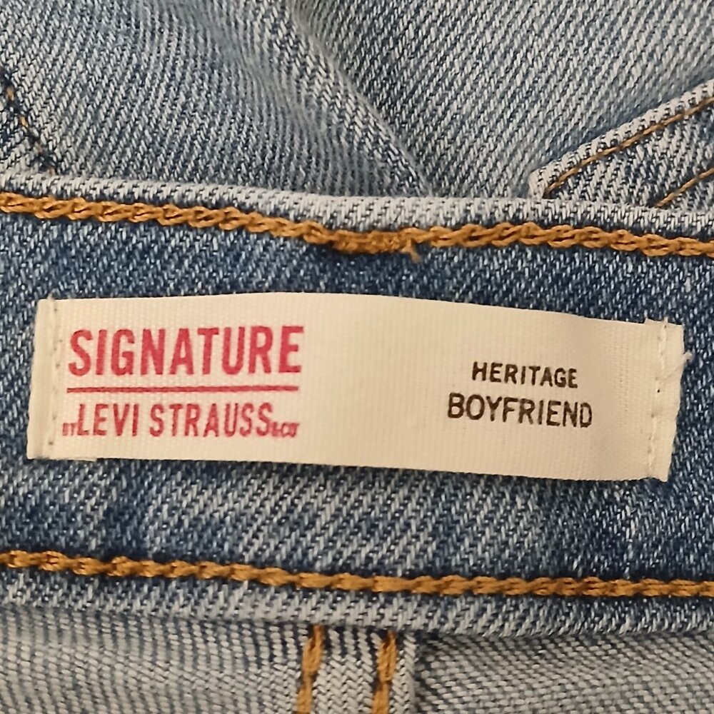 Signature Levi Jeans Size 8 High Rise Heritage Boyfriend Blue Denim Stretch Crop - Picture 8 of 10